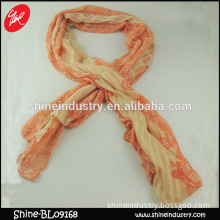 Double orange lace pattern 100 polyester scarf